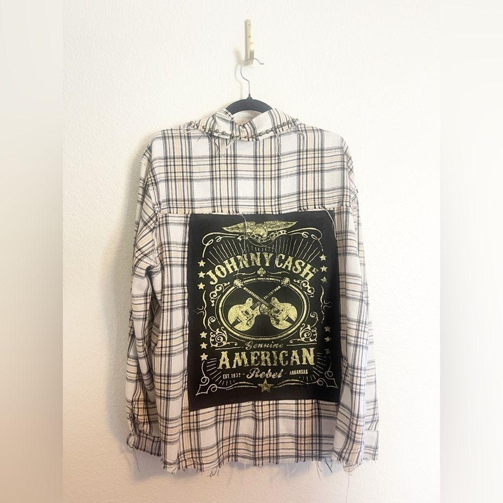 Up cycled flannel long sleeve shirts with your favorite bands! One of a kind! - Picture 10 of 11